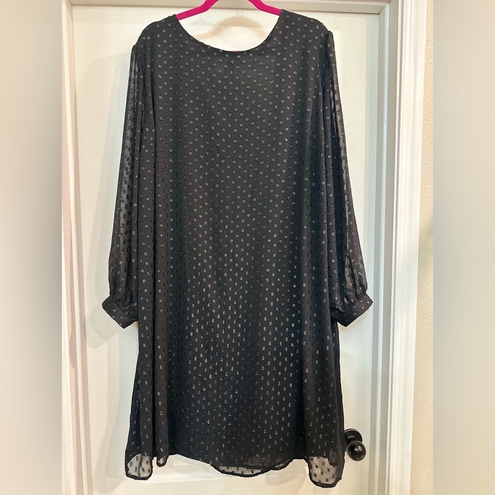 Ava & Viv Black Top with Silver Dots
